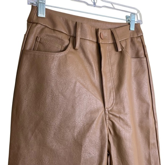 PacSun 90s Faux Leather Pants Straight Leg High Rise Mom Pants Camel Tan Sz S - Picture 7 of 16